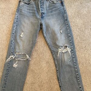 Distressed Blue Jeans